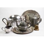 A 19th century silver plated domed breakfast tureen on reeded legs and paw feet,