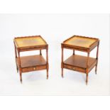 A pair of Regency style yew wood lamp or side tables, 20th century,