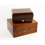 A Victorian walnut and mother of pearl inlaid sewing box,