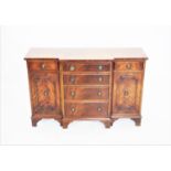 A Reprodux mahogany breakfront sideboard, of small proportions,