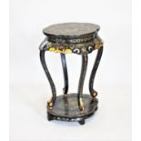 A Japanned black lacquer urn or lamp stand,