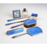 An Art Deco harlequin dressing table set,