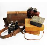 A selection of field equipment and leather wares