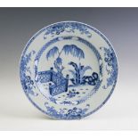 An 18th century Chinese blue and white charger,
