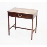 A George III mahogany single drawer side table,