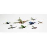 A collection of early Dinky Toy model aircraft,