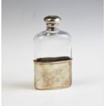 A Victorian silver mounted glass hip flask