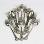 A selection of Victorian Scottish silver, Queens pattern flatware,