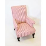 A Victorian upholstered walnut armchair,