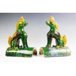 A pair of Chinese Sancai roof tiles,