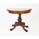 A Victorian walnut card table, circa 1860,