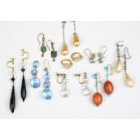 A selection of 19th century and later earrings,