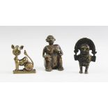 An African bronze figure of maternity, modelled seated nude,