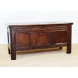 An 18th century oak coffer,