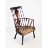 An 18th century walnut and ash west country windsor chair,