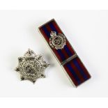 Military Interest: A Royal Engineers white metal and enamel wax seal holder,