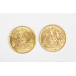 Two George V gold half sovereigns dated 1914 (2)