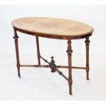 A Victorian oval burr walnut occasional table,