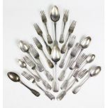 A selection of Victorian silver fiddle and thread pattern flatware,