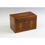 A Regency inlaid mahogany tea caddy,