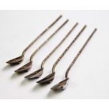 Five Chinese silver straw spoons,