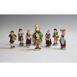 A selection of seven Capodimonte porcelain figurines