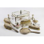 A collection of silver and silver plated items,