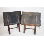 Two Victorian oak and brass mounted folio stands,