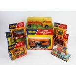 A collection of Dinky Toy construction vehicles,