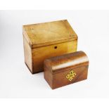 A 19th century walnut dome top letter box,