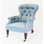 A Victorian button back salon chair,