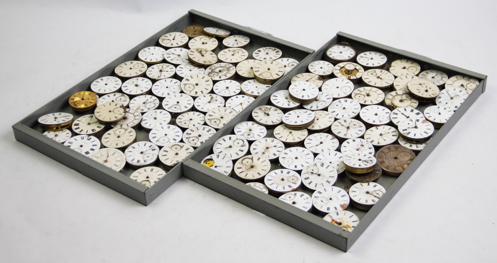 A large selection of pocket watch movements and faces,