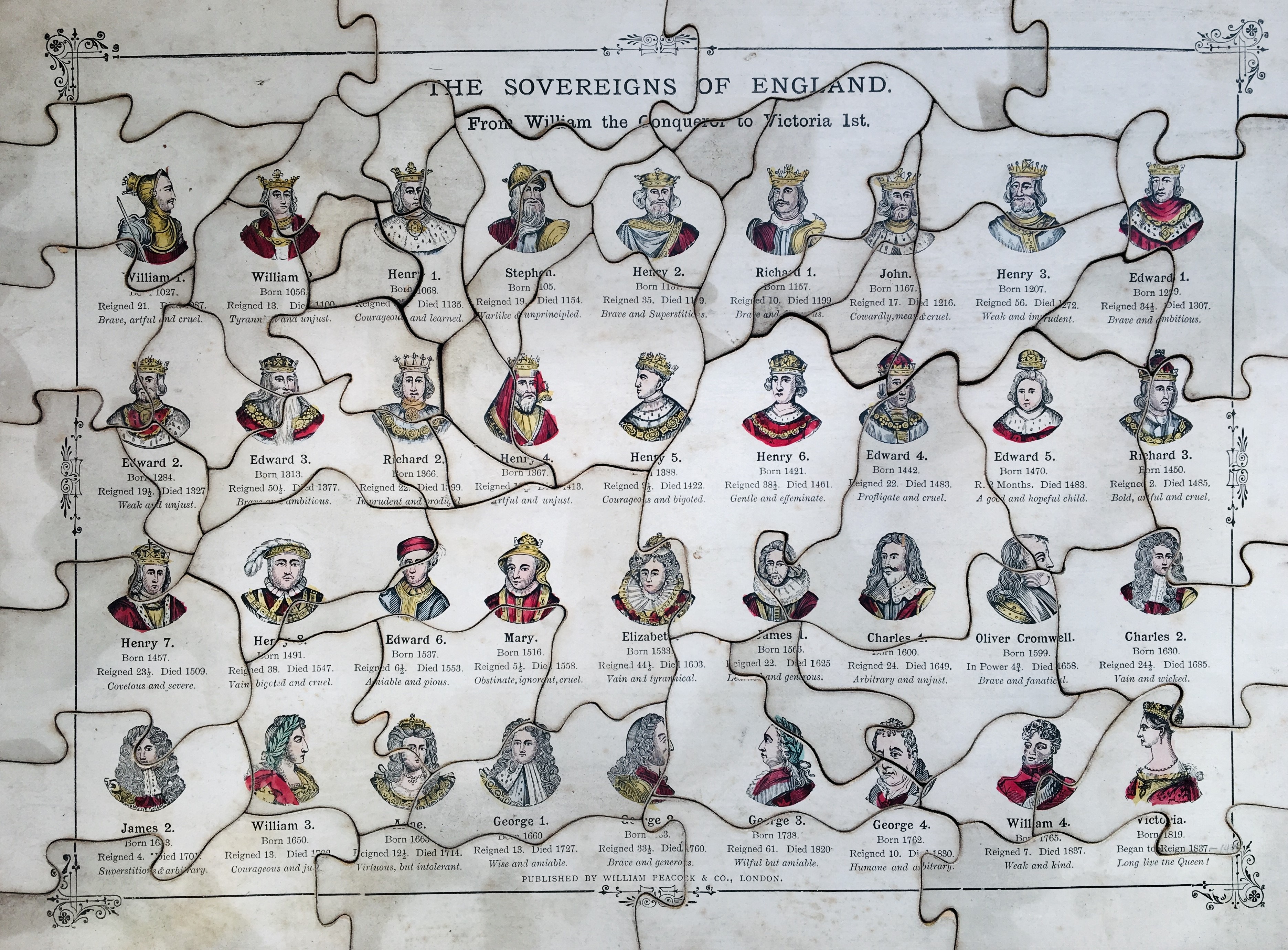 A 19th century 'Peacocks New Double Dissection Geography and History' dissected puzzle - Image 2 of 3