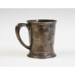 A French white metal mug stamped 'Sterling',
