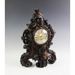 A large 19th century Black Forest mantel clock,