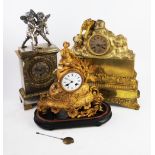 Three French 19th century gilt metal clocks,