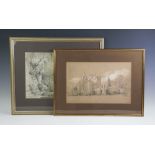 British school (19th century), Two en grisaille pencil drawings on paper,