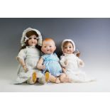 Three Armand Marseille bisque head dolls, early 20th century,