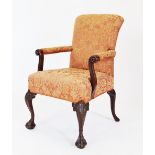 A George III style carved walnut armchair,