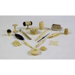 A selection of 19th century carved ivory and bone sewing items