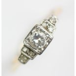 An Art Deco diamond set ring,