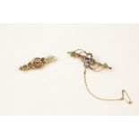 An Edwardian amethyst and seed pearl brooch,