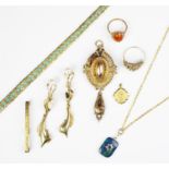 A selection of gold and gold coloured jewellery,