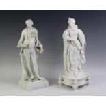 A 19th century Meissen porcelain white glazed figure of a gentleman,