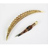 A Victorian graduated seed pearl set crescent brooch,