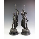 A pair of early 20th century cast spelter figures,