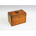 A George III satinwood marquetry inlaid tea caddy,