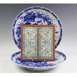 A pair of 19th century Japanese Arita porcelain blue and white chargers,