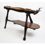 A 19th century carved oak and wrought iron carding stand,