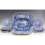 An early 19th century Rogers blue and white printed pearlware 'Zebra' pattern serving bowl,